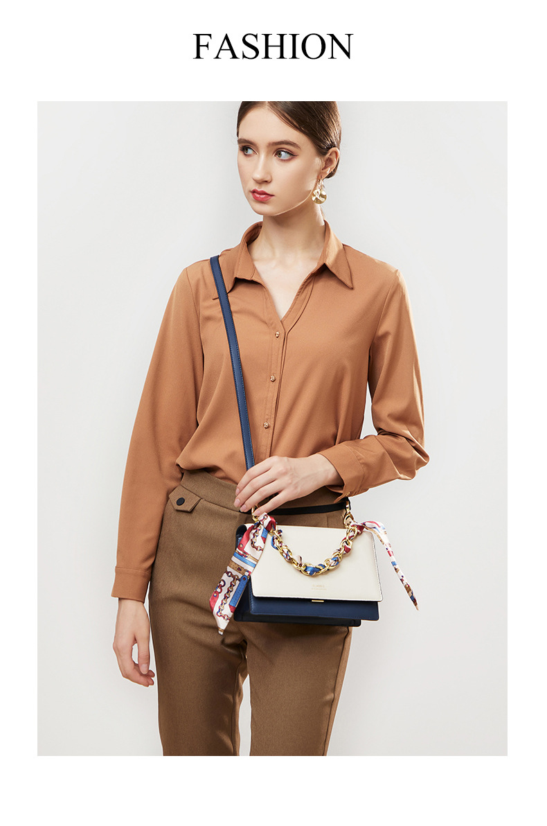 Женская Классическая цепь ремень Crossbody Малый квадратный сумочка с контрастным цветом